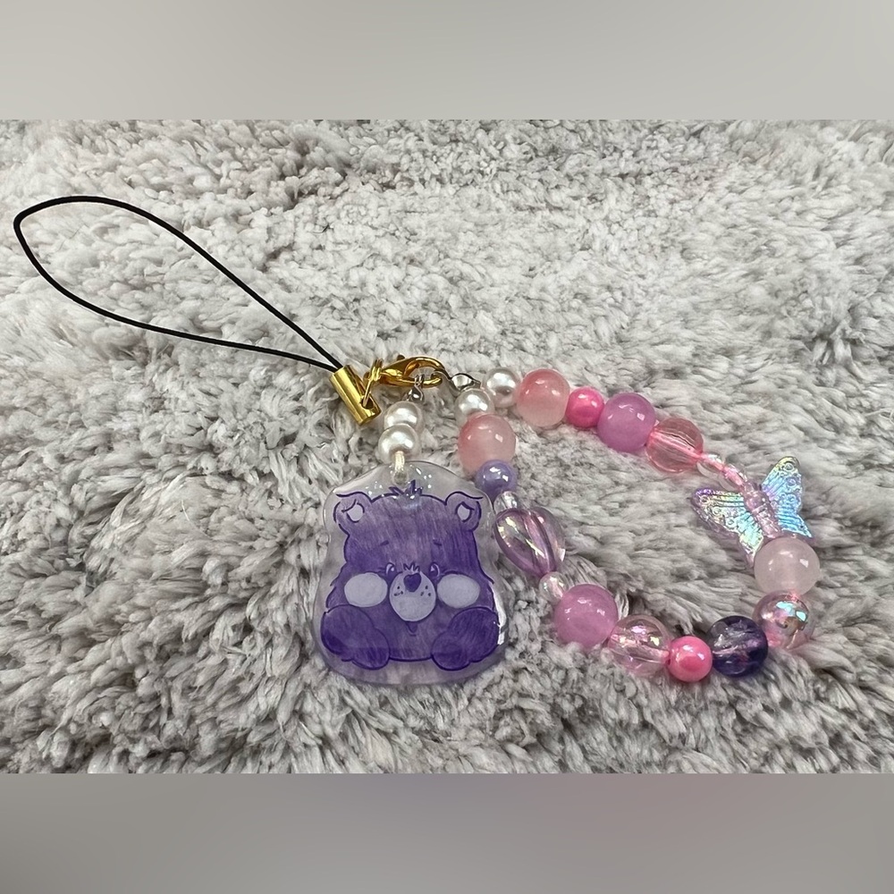 🌸3/$10) Handmade Carbears Phone or Key Charm (Purple)